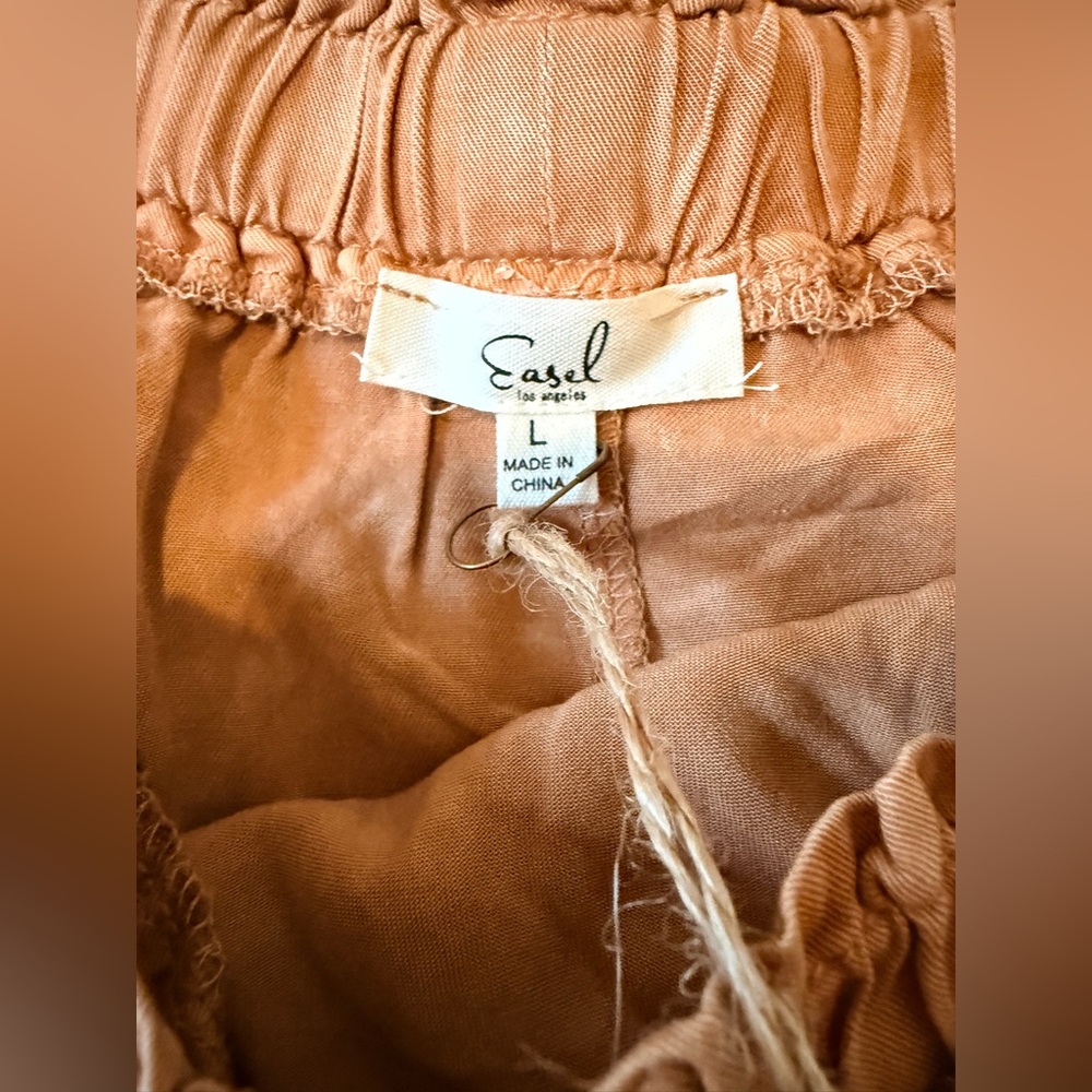 Three Bird Nest Casual Drawstring Maxi Skirt in a Burnt Orange Color, Large - Picture 4 of 6